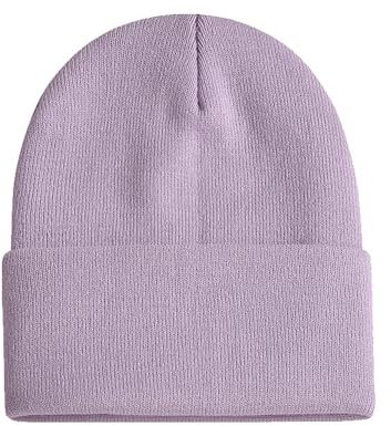 ANEWISH Unisex Warme Beanie Strickmütze,Wintermütze für Damen und Herren,Feinstrick Mütze,Doppelt Gestrickt Bunte Hüte - Hellviolett