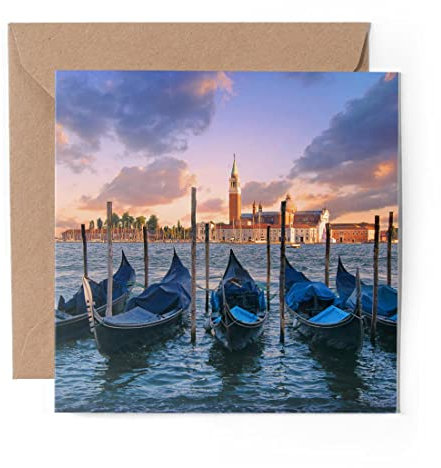 1 x Grußkarte (Fotoeinsatz) – Venedig Kanal Italien – blanko Geburtstagsfeier Jahrestag #8991