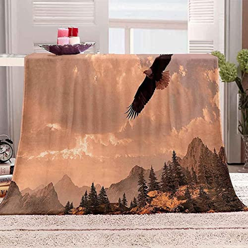 Kuscheldecke Flauschige Eagle Decke 200x220 cm Weich Alpenpflanzen Decken Warm Flanell Fleecedecke Sofadecke Wohndecke für Bett Couch Sofa
