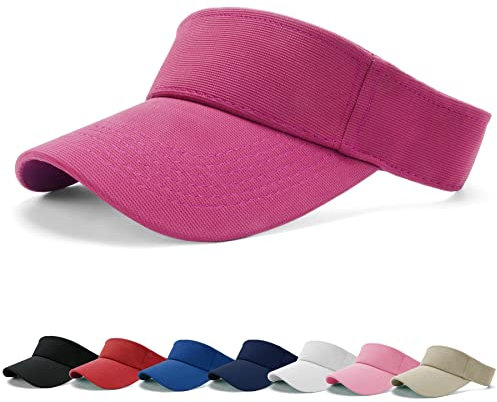 BLURBE Sun Visor Cap - Women Ponytail Baseball Cap, Sport Outdoor Plain Visor Hat, Adjustable Twill Golf Tennis Hats Rose Pink