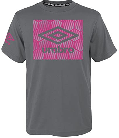 Umbro Boys ICOS Logo TEE, Gunmetal/Fuchsia Fedora