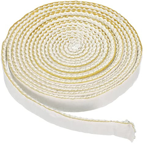 PATIKIL 5/8x 1/8x118 Bois Poêle Joint, Fibre Verre Plat Auto Adhésif Haute-Température Resistance Sceau Corde pour Bois Poêles Cheminée Porte, Blanc