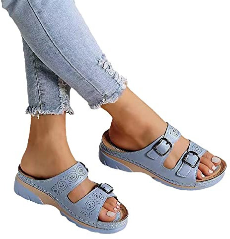 Ciabatte Donna Estive Eleganti con Tacco Slippers Morbida Aperte Mare Pantofole da Casa Comode Infradito Piscina Antiscivolo Ciabatte Sandali Ortopediche Zeppa