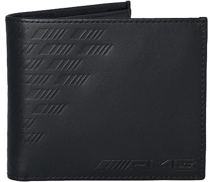 Mercedes-Benz Herren Geldbörse AMG Schwarz Rindleder mit Münzfach und RFID Schutz 12x10cm