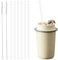 6 Stück Strohhalme Plastik Transparent Strohhalme 30 cm Wiederverwendbar Lange Strohhalme, Hartplastik Strohhalme Set mit 2 Reinigungsbürste, Plastik Strohhalm für Trinkflaschen Milchshake