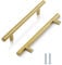 2 Pack Kitchen Cupboard Handles Stainless Steel Kitchen Door Handles Brushed Cabinet Handles Wardrobe Drawer (2 Pack Gold, Hole Centre 128mm)