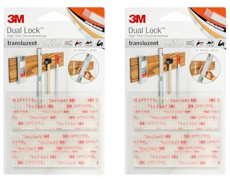 3M Dual Lock SJ3560, wiederlösbares Befestigungssystem - transluzentes Erscheinungsbild (Glas, Acrylglas (PMMA), Polycarbonat) - 19mm x 10cm, Transluzent, Dicke: 5.7mm (1-er Pack) (Packung mit 2)