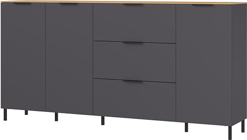 Germania Sideboard 1476-549 GW-California, in Graphit/Navarra-Eiche-Nb., mit DREI Türen, 192 x 98 x 40 cm (BxHxT)