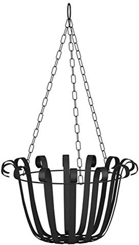Wnvivi Blumenständer Zum Aufhängen aus Eisen, Dekorative Hänge-Pflanzkorb-Laterne für Zimmerpflanzen, Metall-Blumentöpfe, Pflanzgefäß-Haken, Aufhänger für Rasen, Garten(Schwarz)