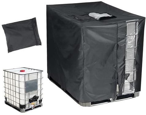 DFANCE IBC Tank Abdeckung 800L/1000 L/1200L Wassertank Abdeckung mit Top Deckelöffnung und Reißverschluss,210D Oxford,wasserdichte schutzplane schutzhülle regentonne(Size:800L,Color:Schwarz)