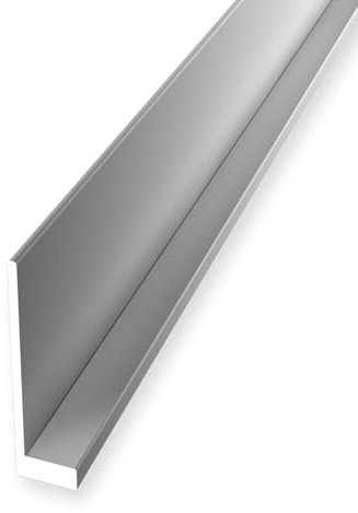 Battiscopa 5,5 x 21 x 2500 mm, altezza bordatura 4,7 mm, profilo a L, in alluminio anodizzato, profilo angolare liscio, non forato, profilo in metallo argento, profilo di collegamento