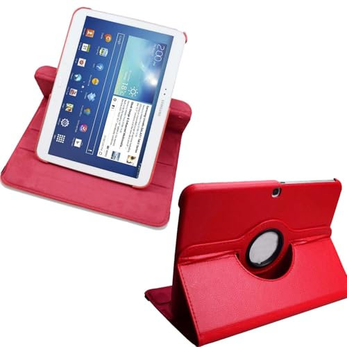 Custodia per tablet Samsung Galaxy Tab 3 10.1 GT-P5200 P5220 P5210, rotazione a 360°, sottile, pieghevole, con funzione di accensione/spegnimento automatico (rosso)