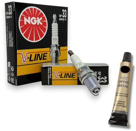 4x Zündkerzen V-Line passt für Kia Picanto I 1.0 61/63PS / 1.1 65PS + Kupferfett
