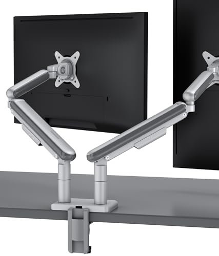 Desktronic Dual Monitor Mount, Up to 34 & 8kg, 360° Rotation, Height Adjustable, Sturdy, Easy Install, for Large Screens, Ergonomic Design, Fits All VESA 75/100 Standards