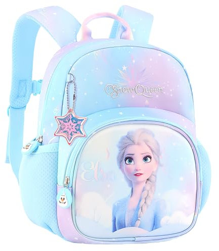 K-ONESEEYOU Prinzessinnen Schultasche mit Die Eiskönigin Frozen Motiv – Elsa Rucksack Kindergarten- Schulrucksack Kinder (Blau Snow)