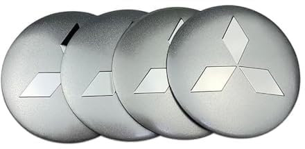 VODHXA 4 Stück Nabendeckel für Mitsubishi Colt Z30 2004-2012 60mm, Wasserdicht Staubdicht Radnabendeckel, Nabenkappen Auto Felgendeckel, Felgenkappen Center Caps, Auto Zubehör,B Silver