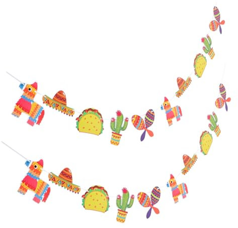 SHINEOFI Banderín De Cumpleaños Decorativo De Cactus 2 Piezas Decoración Temática Para Fiesta