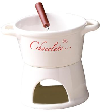 KESOTO Fondue Melting Pot with Tea Light for Chocolate And Cheese, White