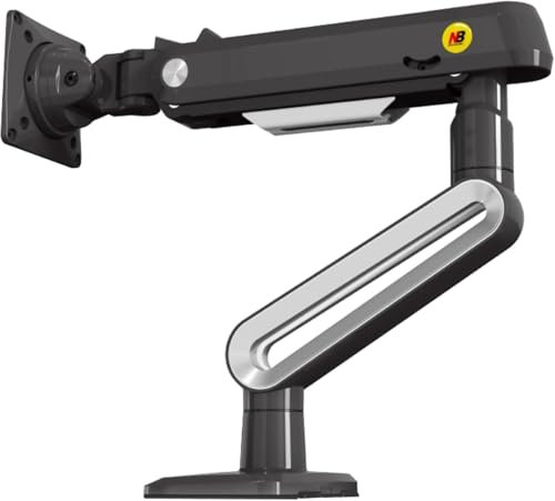 NB Ergonomic Monitor Stand for 27 to 50 Inch Computer Screen, Strong Gaming Monitor Arm Load up to 18 kg, C-clamp & Grommet Installation VESA 75 & 100 mm (Gun Grey)