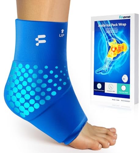 Fitomo Poche de Glace 3D ThermalLock, Pack Froid/Chaud Réutilisable pour Cheville, Soulage Entorse et Tendinite, Gel Cryo 25% Plus Longtemps, Compresse Sport (1 Unité, L)
