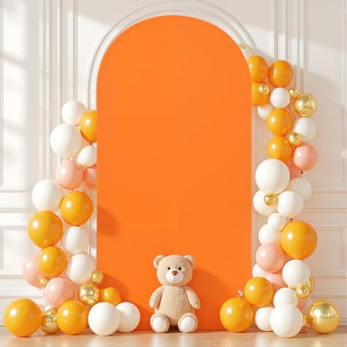 Bogen-Hintergrund, Spandex, 2 m, Orange, für Hochzeitsbögen, Ständer, runde Oberseite, Chiara-Bogenabdeckungen, dehnbarer Hintergrund für Geburtstagsparty, Zeremonie, Bankett, Dekoration