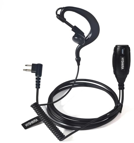 HYSHIKRA 2-poliges Headset mit Mikrofon Big PTT | kompatibel mit Motorola CP040 DP1400 GP88 GP300 Radio