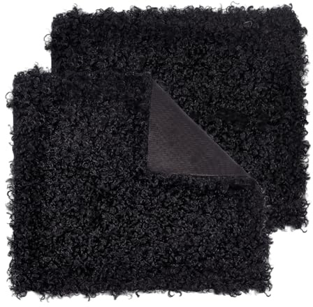 PH PandaHall 2 Stück Schwarz gelockter Stoff Plüschstoff Faux Fleece-Stoffe Sherpa Bastelstoffe für DIY Nähen Kostüme Kissen Sitzauflagen Decken Home Decor 43x38cm