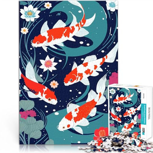 Koi-Fisch-Kunst Puzzle 1000 Teile für Erwachsene Trainieren Sie Ihr Gehirn und Ihre Hände Geburtstagsgeschenk, Geschenke, Wandkunst 38x26cm