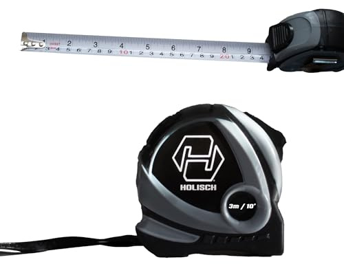Tape Measure 3m, Heavy Duty Nylon Coated Measuring Tape Imperial & Metric | 3m Tape Measure Heavy Duty with Metal Belt Clip, Smart Lock & Holding Strap, Retractable Tape Measuring (3m/10Ft)