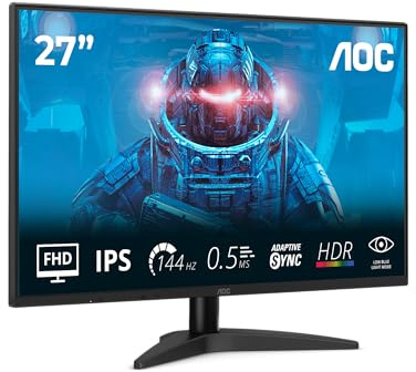 AOC 27B36X Monitor Gaming 27” FHD, 144Hz, IPS, 0.5 ms MPRT, Adaptive Sync., HDR10 (1920x1080, 1x HDMI 1.4, 1x DP 1.4) Negro