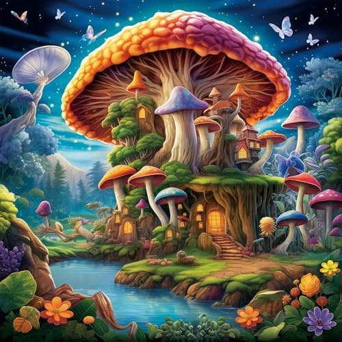 Bullglesup Puzzles für Erwachsene, 1024 Teile, Pilz-Puzzle mit Poster-Buchstaben auf der Rückseite, einzigartige Teile, passen gut, staubfrei, 57,9 x 57,9 cm
