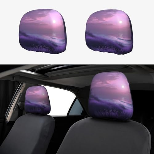 WZYWHJ Dreamy - Federa per cuscino per auto, 2 pezzi, con stampa di lavanda, colore: viola