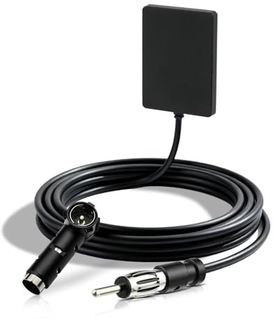 Bingfu Car Radio Antenna AM FM Windshield Adhesive Aerial DIN Plug 3m Cable | Car Radio Aerial, ISO Adapter Included, Universal Vehicle Antenna for Truck, SUV Stereo Receiver & Head Unit
