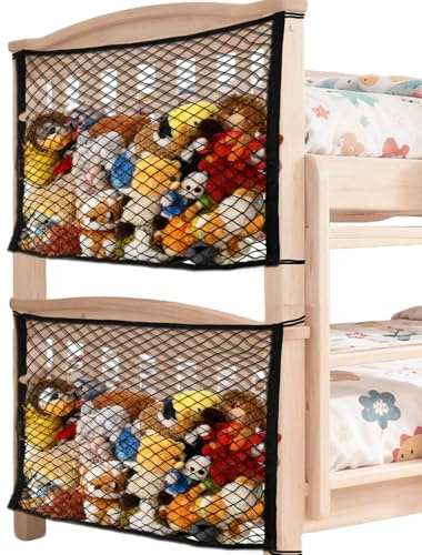 2 Stück Kuscheltier Aufbewahrung Netz, Kuscheltier Netz Zum Aufhängen mit Tethe, Stofftier Hängematte Hängend Spielzeug Organizer für Kinderzimmer