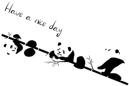 Panda Wandaufkleber mit Bambus, Selbstklebend für Spiegel und Glas | Pvc Motiv, zum Dekorieren Glatter Flächen, für Schlafzimmerwand und Fenster, Niedliches Cartoon Design