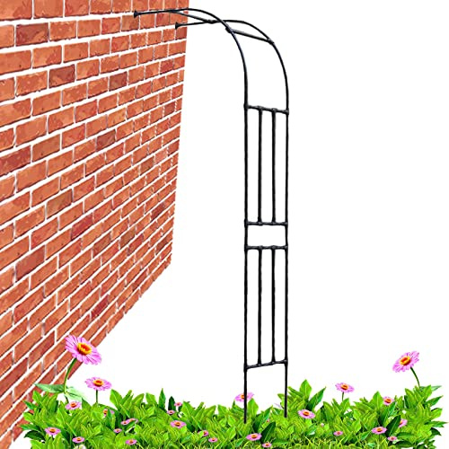 Schwarzer Gartenbogen aus Metall, 240 cm hoch, Rosenbogen für Kletterpflanzen, stabile Stütze für Gärten, Dekoration im Freien, 2,4 m Klettern e