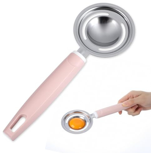 Elegaperma 20.5 cm Eier Trennen Hilfe, Edelstahl Eiertrenner aus Rosa Griff | Eiweißtrenner, Eigelb Trenner, Dauerhaft Eigelbtrenner Eigelb mit Länge zum Backen, Kochen und Kulinarische Zubereitung