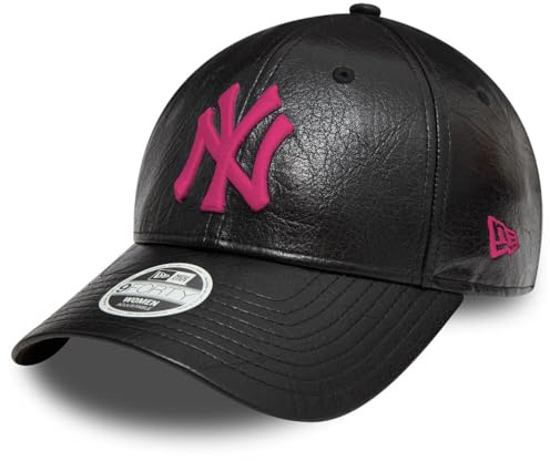 New Era 9FORTY Casquette en cuir synthétique pour femme New York Yankees Noir/rose