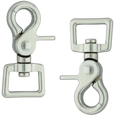 2er Set Scherekarabiner - 360Grad - Vielseitige Snaps für Zügel, Leinen, DIY oder Ersatz. Für Pferde, Hunde und Outdoor-Projekte (Verchromt, 62mm/20Q)