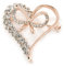 Avalaya Broche en forme de cœur ouvert avec nœud en métal plaqué or - 40 mm