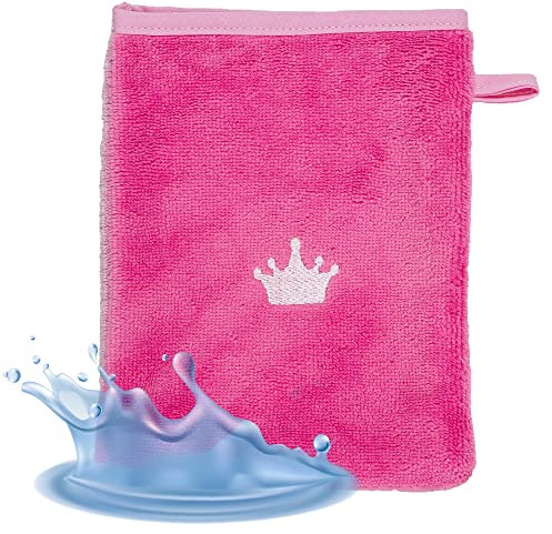 Smithy Waschhandschuh-Waschlappen Motiv Krone, Farbe pink, Superflausch