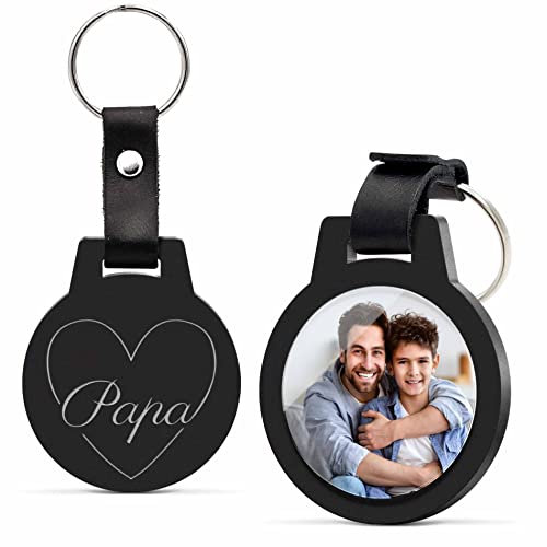CHRISCK design Schlüsselanhänger personalisiert mit Foto und mit Gravur - kratzfest! Geschenke Papa o. Geschenkidee für den Partner - Fotogeschenk Anhänger für Männer Freund Geburtstag