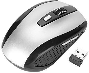Bewinner Kabellose Maus, Tragbare Mobile Optische 2,4 GHz Maus mit USB Empfänger, Kabellose Maus mit 6 Tasten und 800-1600 DPI für XP/Vista/7/Linux/MAC