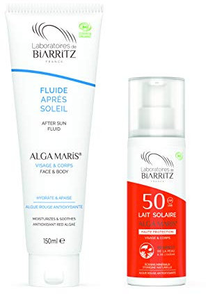 Sonnenschutz Set von Alga Maris | Sonnenmilch LSF50 100ml und Alga Maris After Sun Fluid | BIO zertifizierte Naturkosmetik mit Sofortschutz und ohne Weißeleffekt