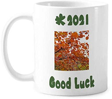 Rojo Hojas Otoño Art Deco Regalo Moda Buena Suerte 2021 Taza Cerámica Café Porcelana Taza Vajilla