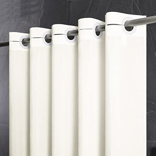 Furlinic Duschvorhang Überlänge Badvorhang Anti-schimmel Textil für Badewanne und Dusche Vorhang aus Stoff Antibakteriell Waschbar mit Großen Ösen Beige Extra Groß 200x203cm.