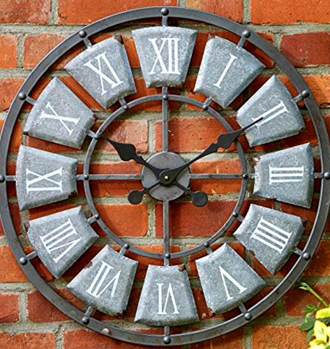 Garden Mile 60cm Roman Numerals Stone Outdoor Clocks for The Garden Waterproof Big Wall Clock for Livingroom Exterior Garden Clock Garden Ornament Large Indoor Outdoor Clock