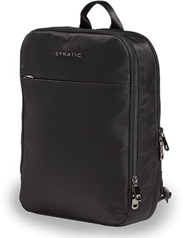 Stratic Pure Rucksack Unisex Tagesrucksack Damen Herren Backpack nachhaltig, wasserabweisend, mit Laptopfach, Masken- und Hygienefach black