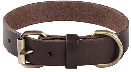 Leder Hundehalsband Superweiches Echtes Echtes Leder für Kleine, Mittel Große und Extragroße Hundehalsbänder (L)