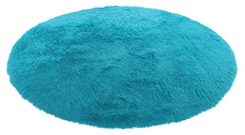 Colorful Künstlicher Nachahmung Lammfell Teppich, ø40 cm Rounde Lammfellimitat Longhair Fell Optik Nachahmung Wolle Bettvorleger Stuhl Matte Sofa Matte Rugs (Blau, ø40cm)